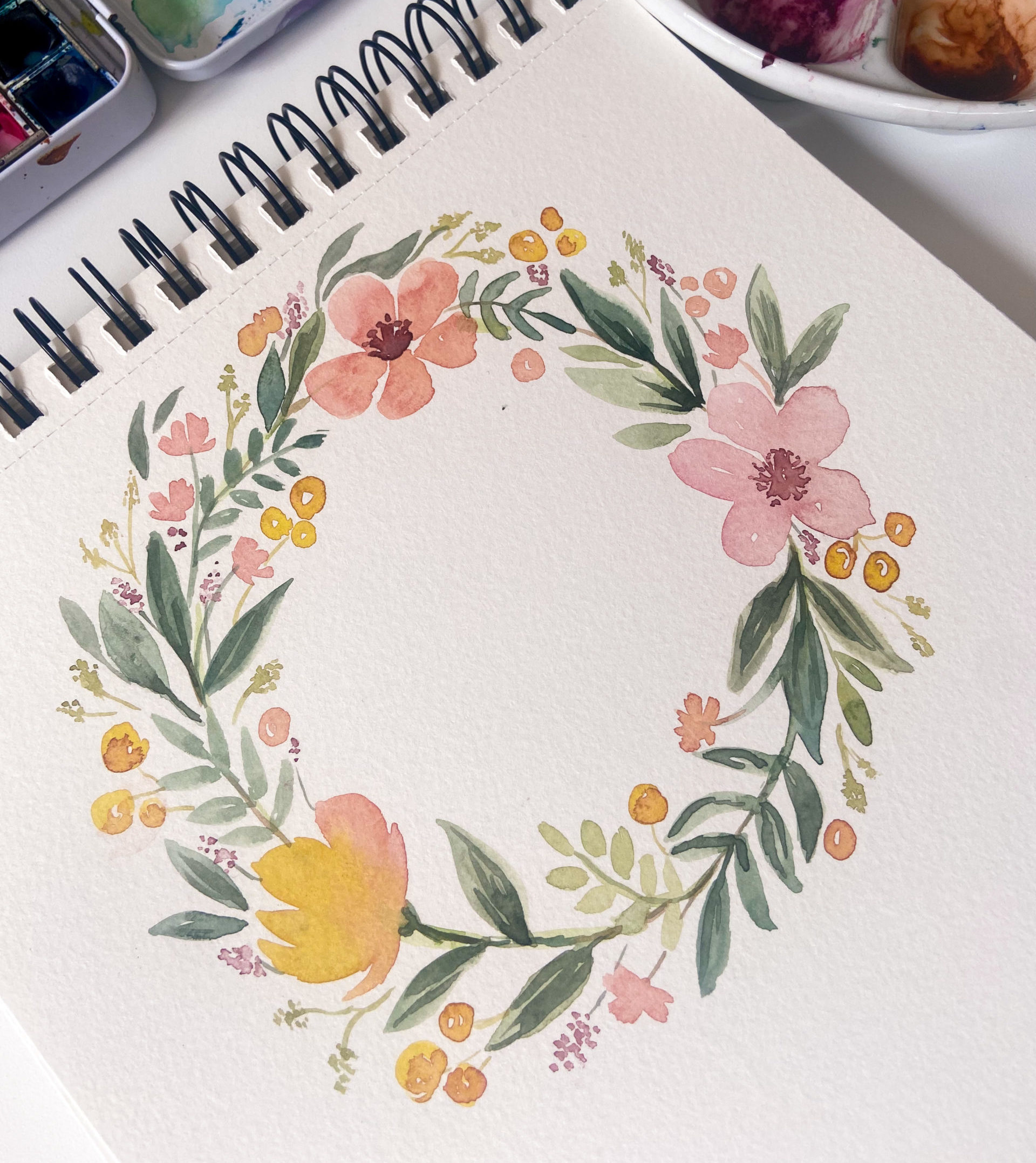 Atelier d’Aquarelle - Couronne de fleurs